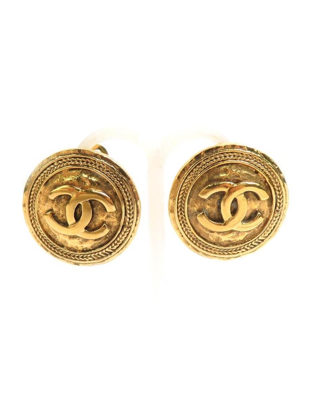 Auth Chanel Cc Logo Earrings Gold Metal #323729C30B